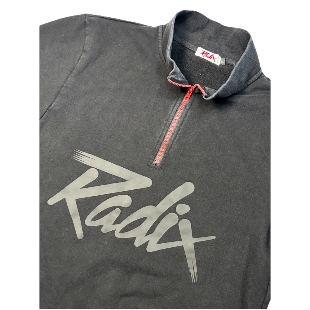 Radix 1/4 Zip Pullover Sweatshirt Black Logo‎ Graphic Fleece Size S